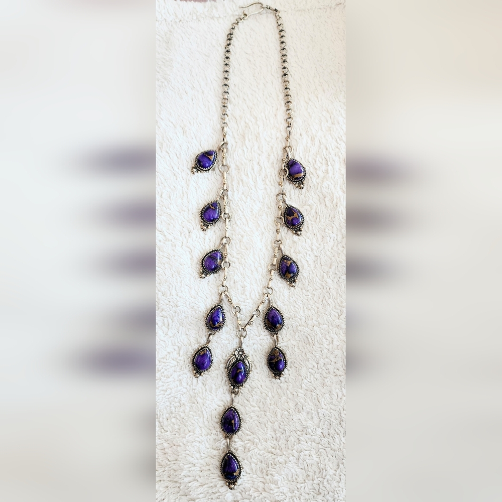 Sterling Silver Grape Dahlia Waterfall Necklace Gorgeous